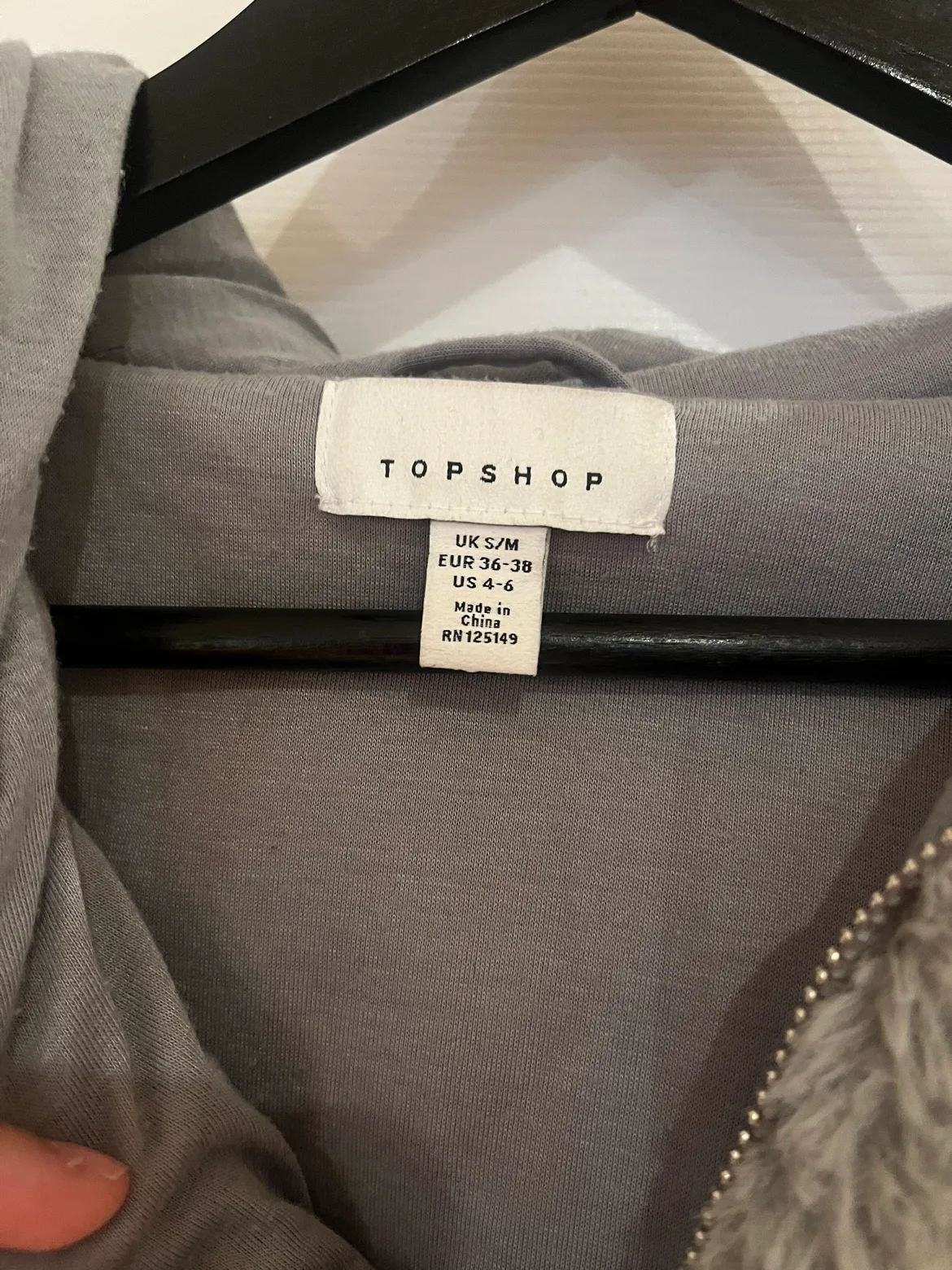 Topshop Grey Fuzzy Hoodie image indicator(3)