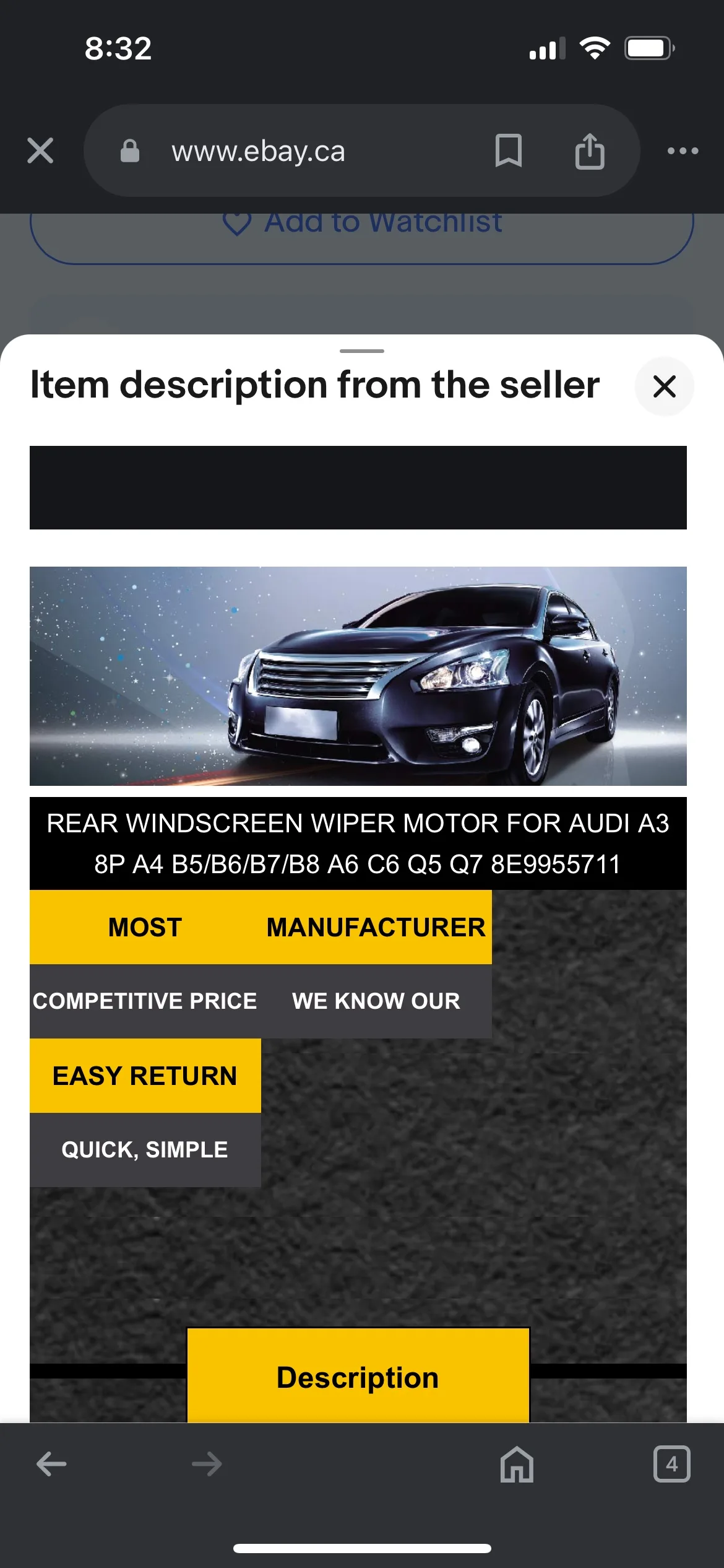 Rear Window Wiper Motor - bought for 2003 Audi A3 image indicator(8)