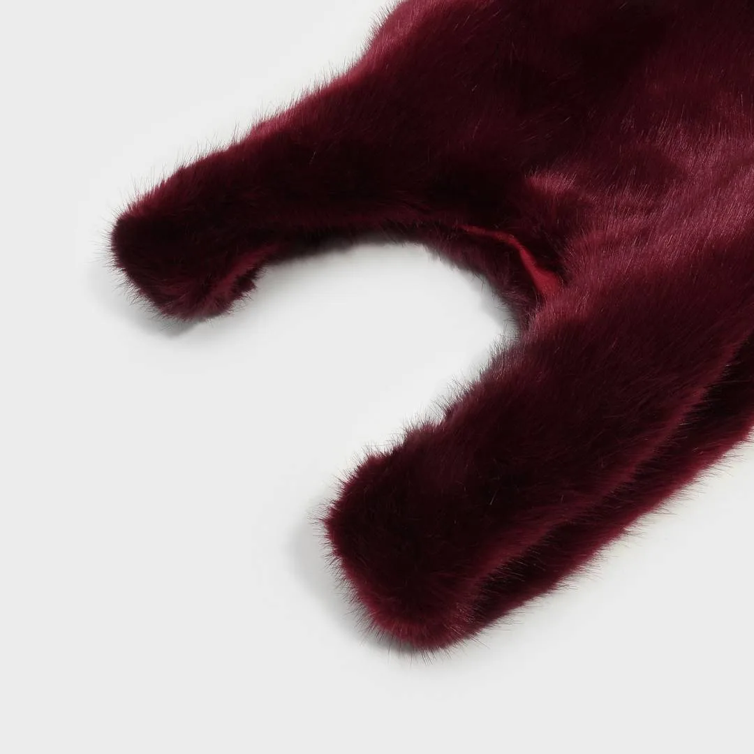 LIKE NEW Charles & Keith cherry red furry tote bag image indicator(5)