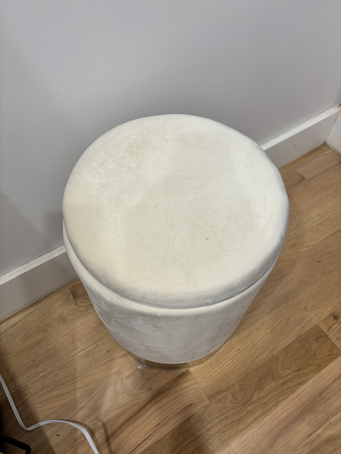 Cream Velvet Storage Ottoman