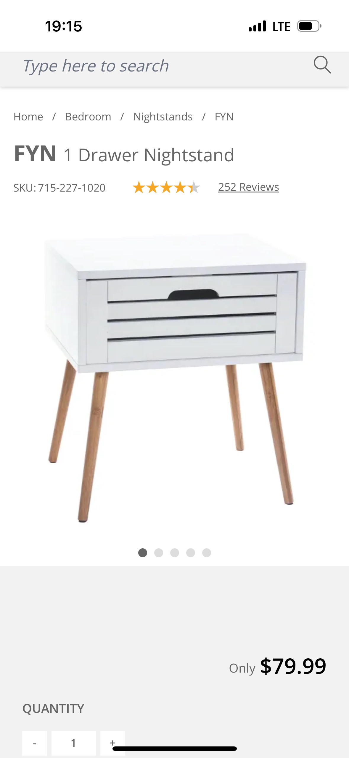 White Nightstand with One Drawer bedside table - photo 2