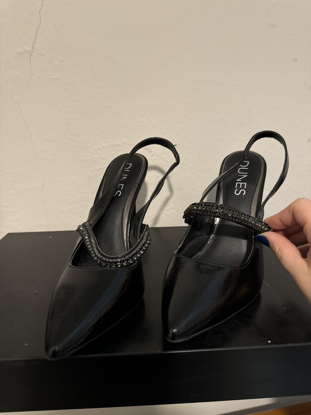 Dunes Black Slingback Heels
