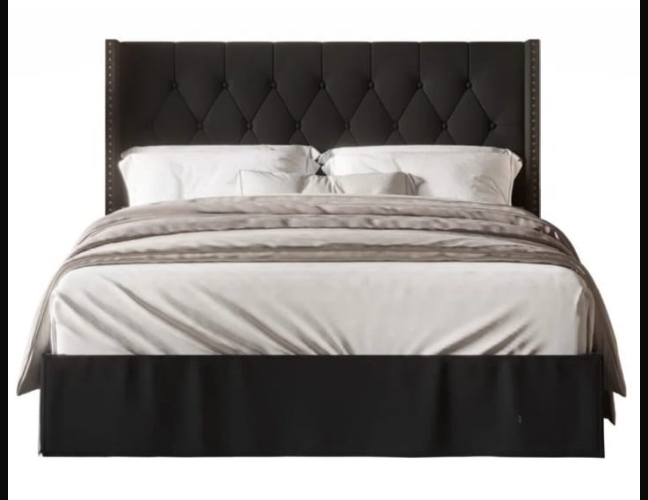 Black Upholstered Bed Frame - photo 2