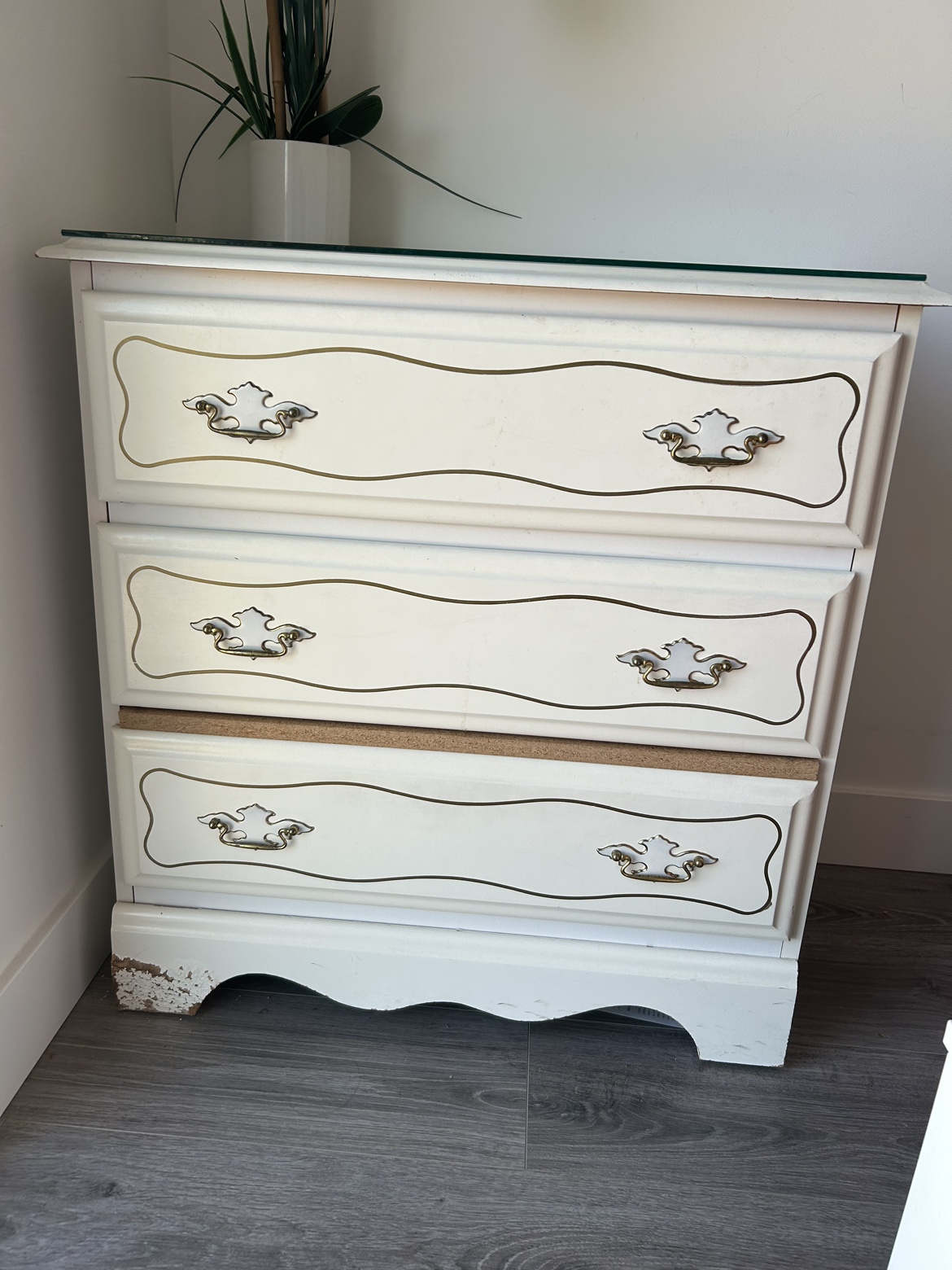 White Three Drawer Dresser