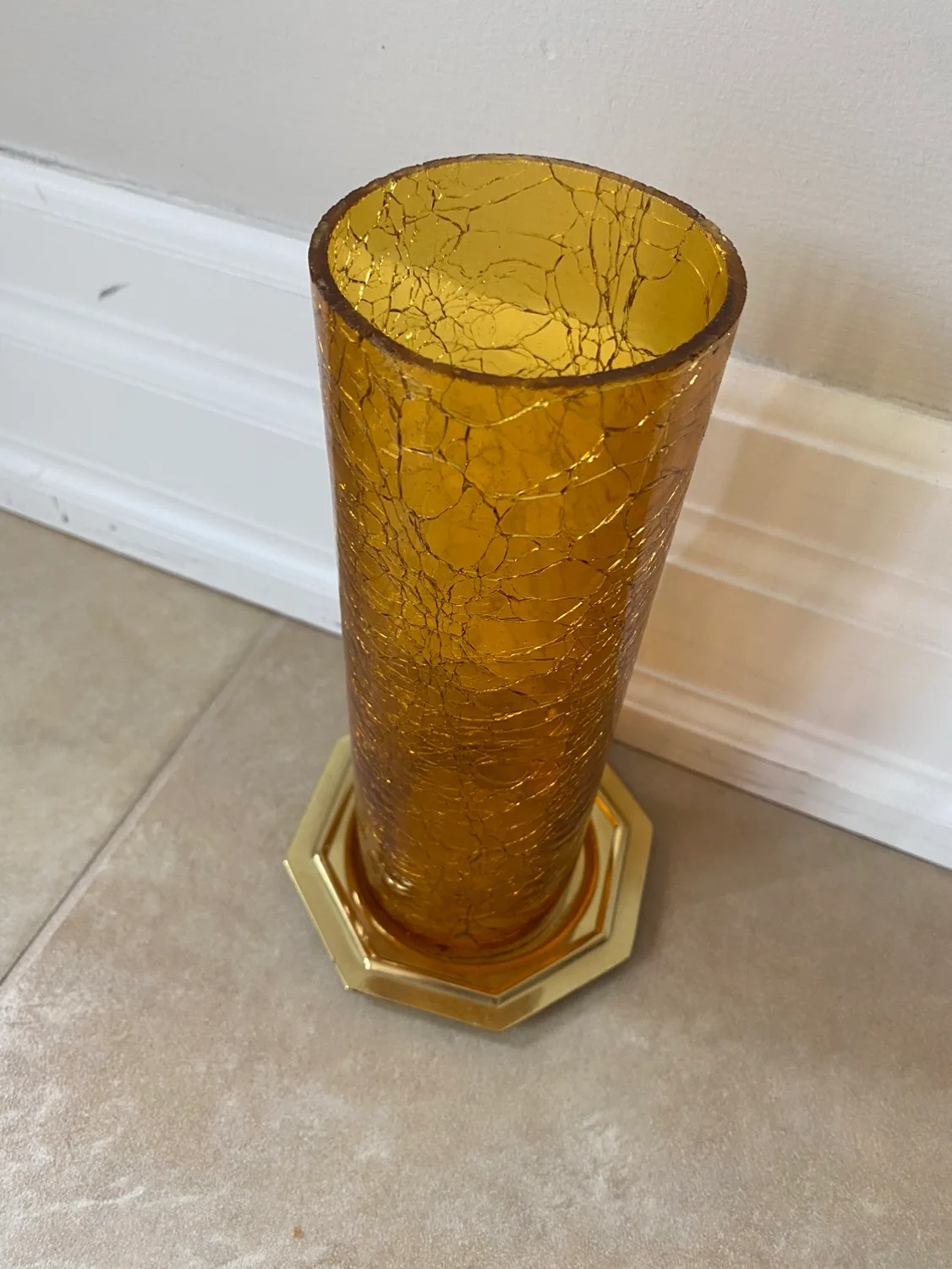 Amber Crackle Glass Tea Light image indicator(4)