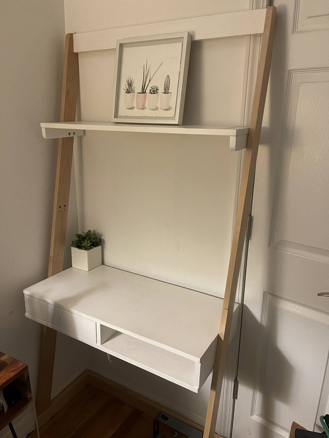 White Ladder Desk with Shelf - photo 2