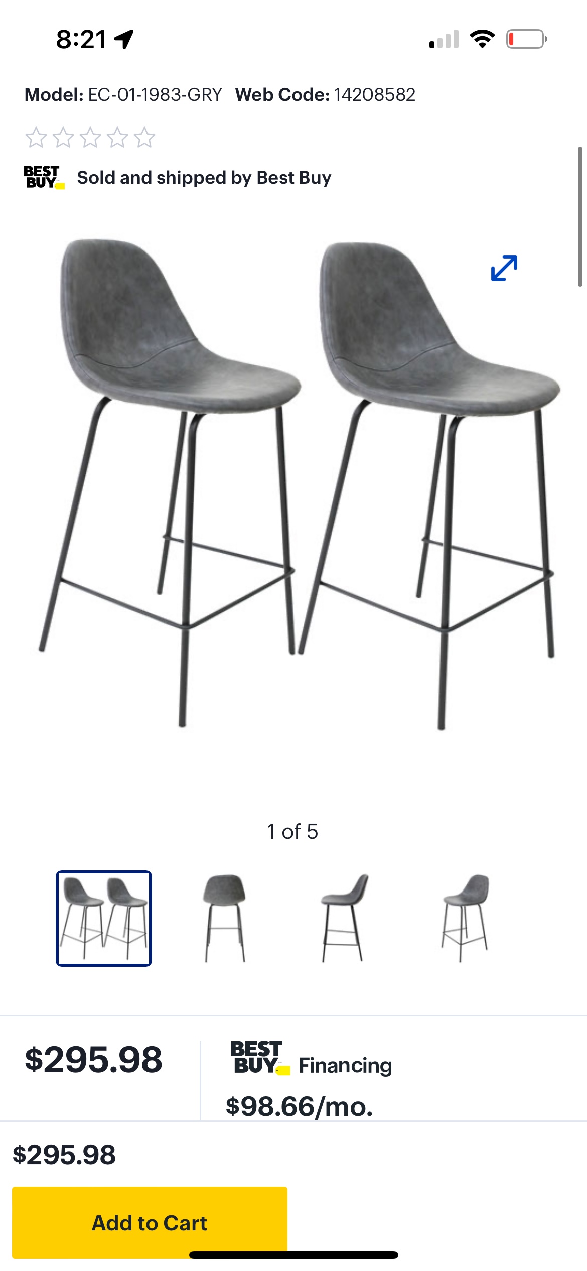 Grey Bar Stools (Set of 2)