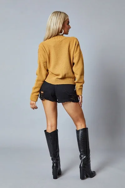 Mustard yellow crochet knit cardigan NWOT image indicator(4)