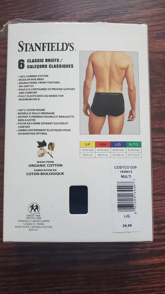 mens 5pk Stanfield's Organic Cotton Classic Briefs image indicator(2)