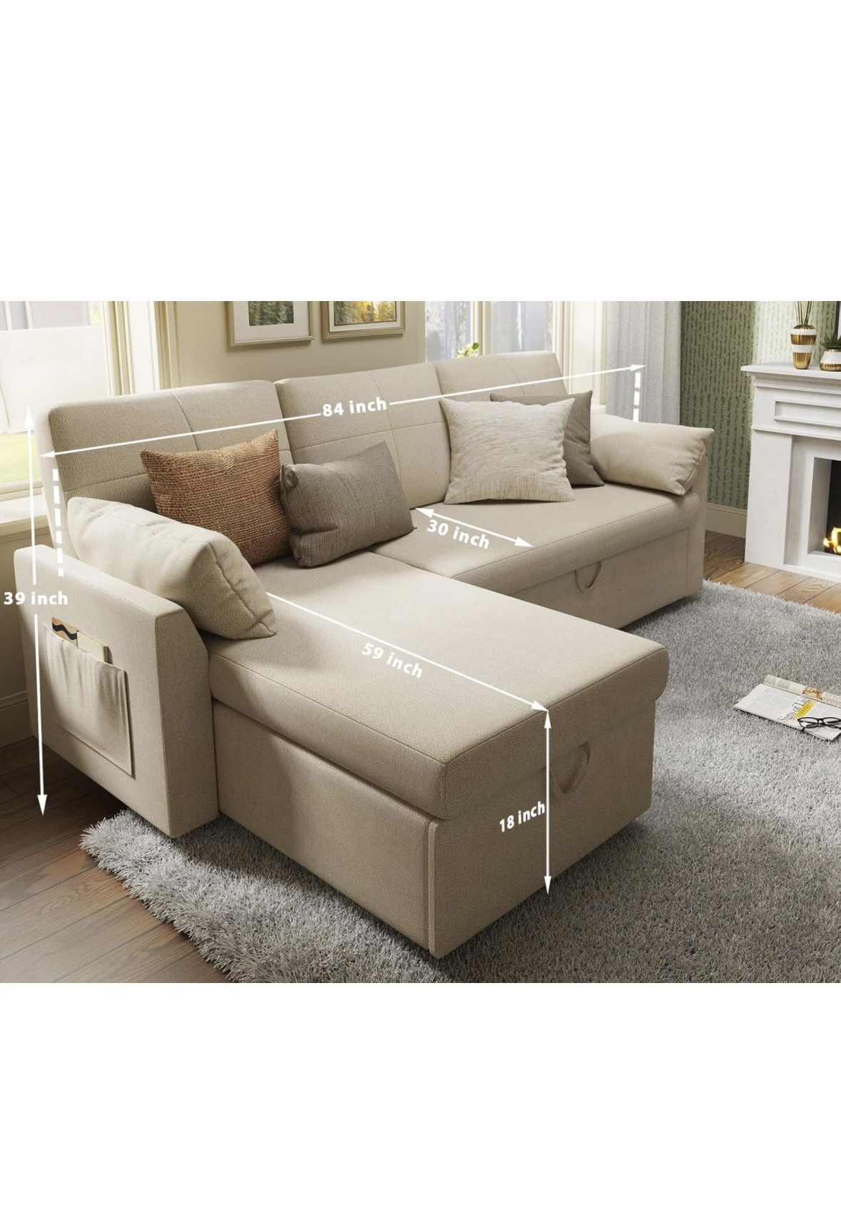 Beige Sofa Bed - photo 2