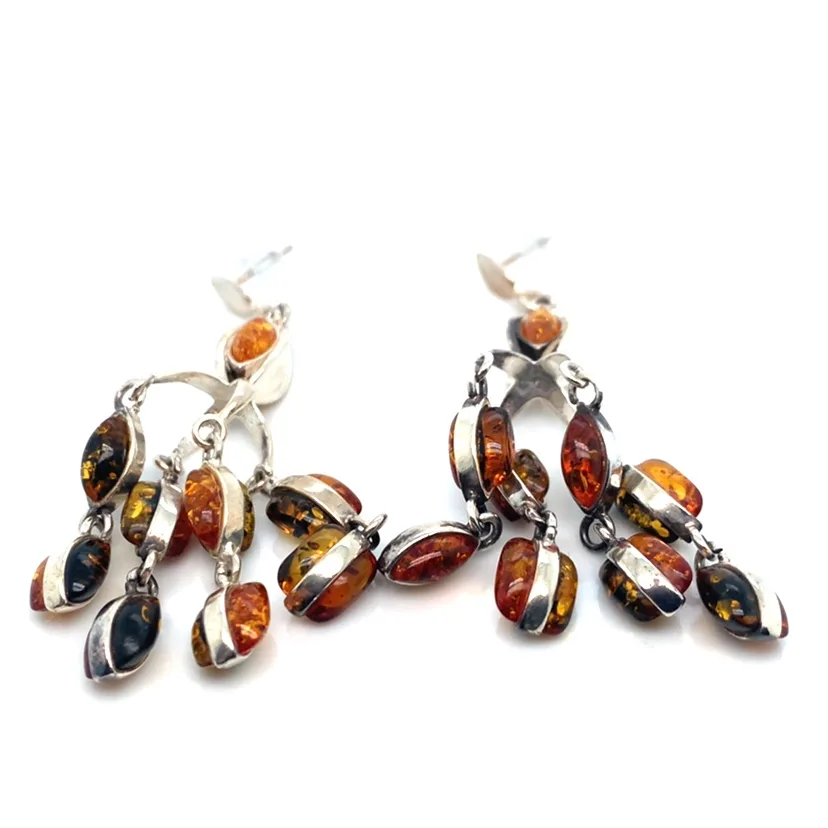 Amber chandelier Sterling Silver Earrings image indicator(9)