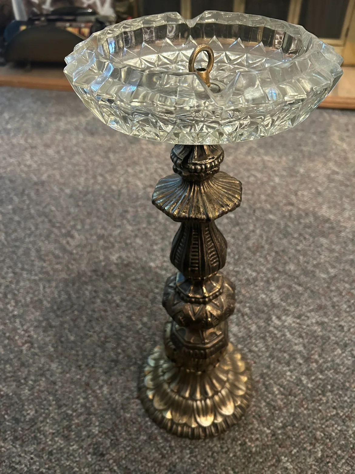 Crystal Ashtray with Brass Stand thumbnail