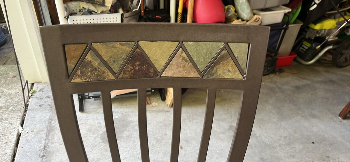 Beautiful Metal Chair with Stone Back - photo 2