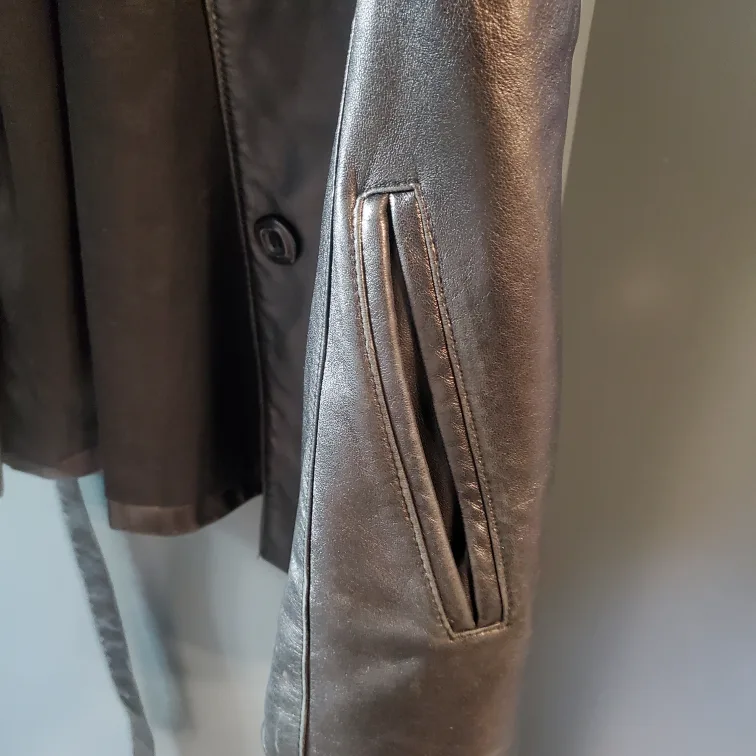 Leather Jacket with Belt XL cuir leather image indicator(3)