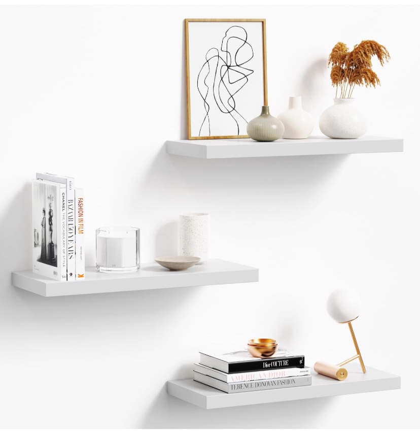 White Floating Shelves Set of 3 - New