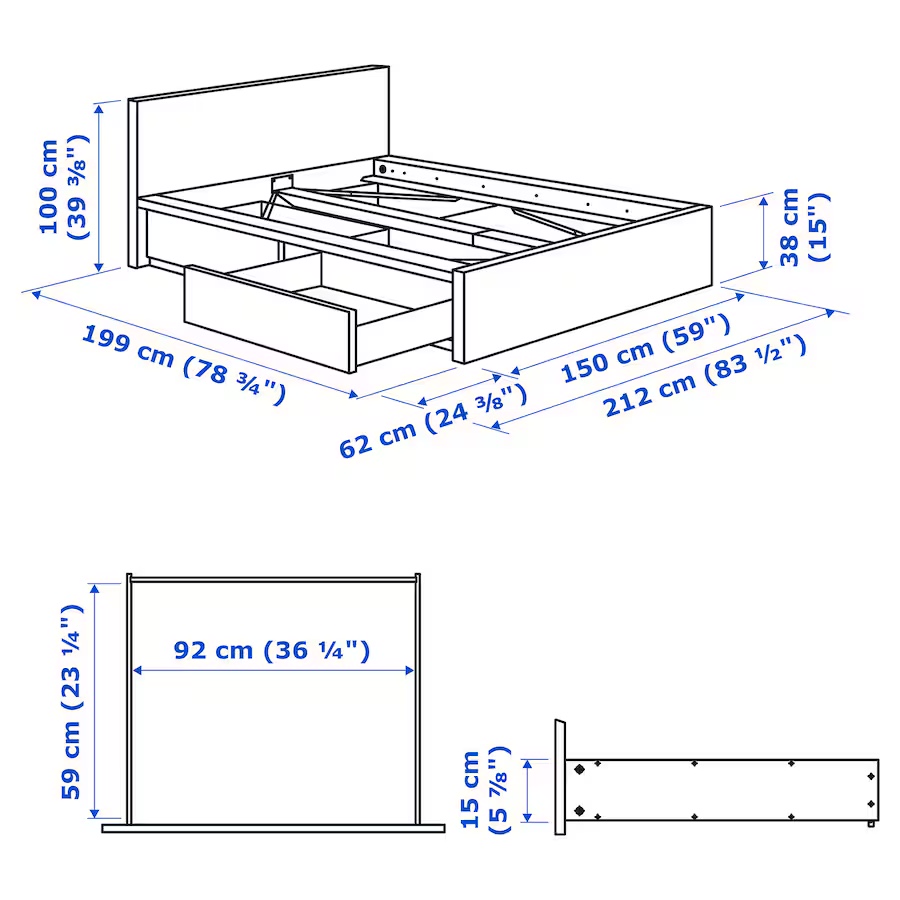 IKEA MALM High Bed Frame with Storage - photo 4