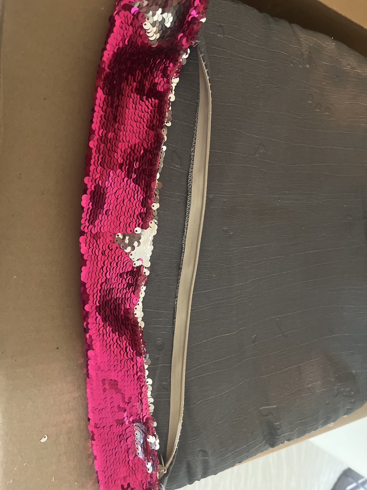 Pink and Silver Sequinned Square Pillow Case - photo 2