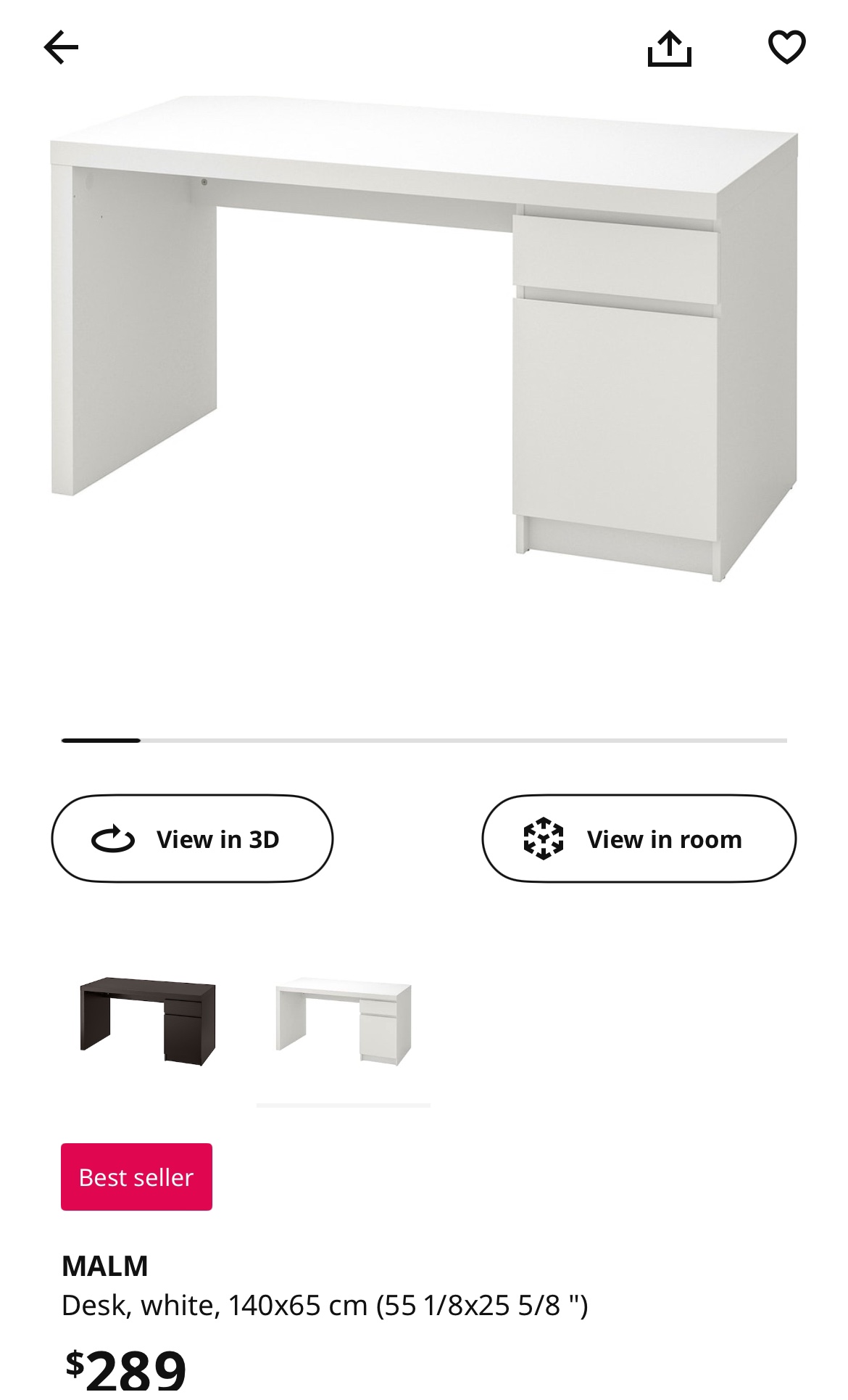 IKEA MALM Desk 140* 65 cm- White