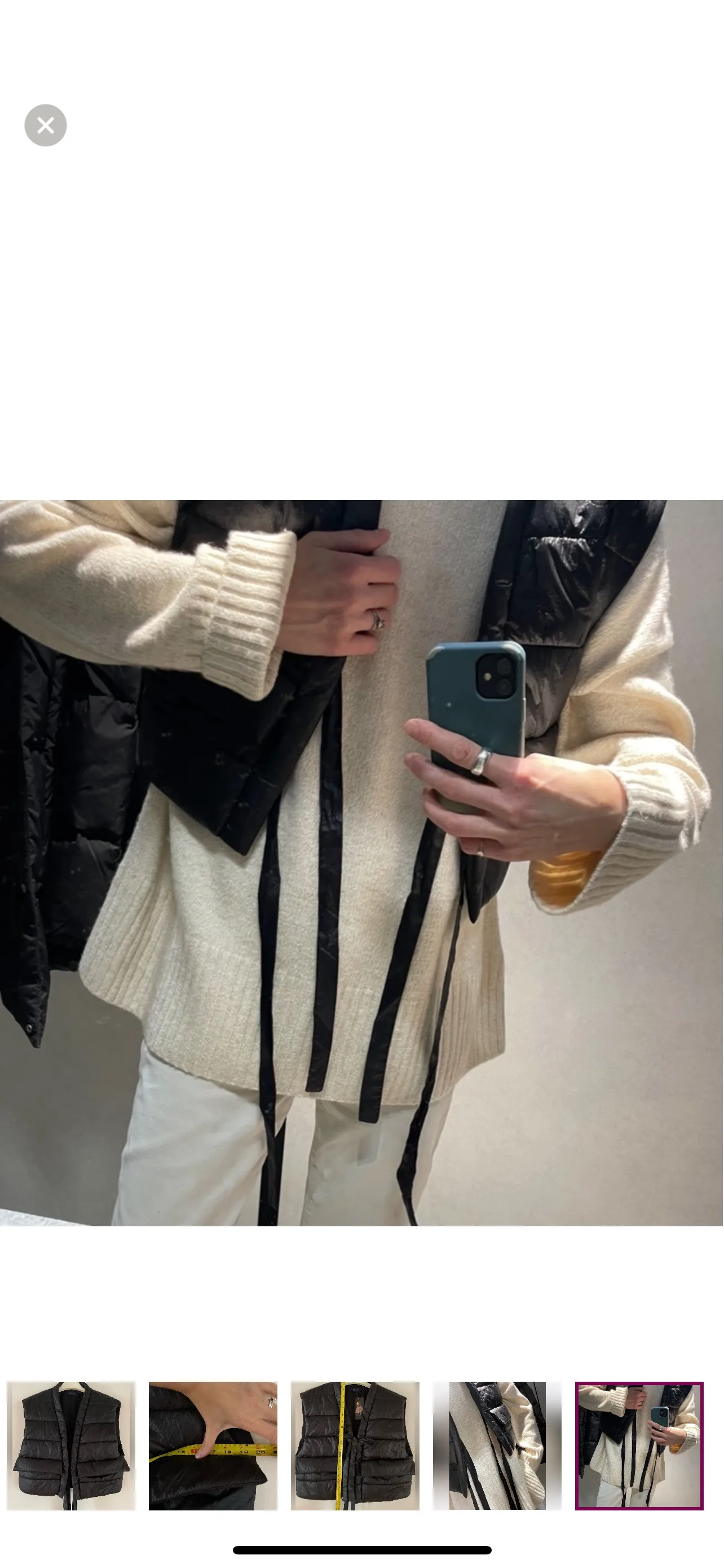 Black Tie Up Boxy Puffer Vest image indicator(7)