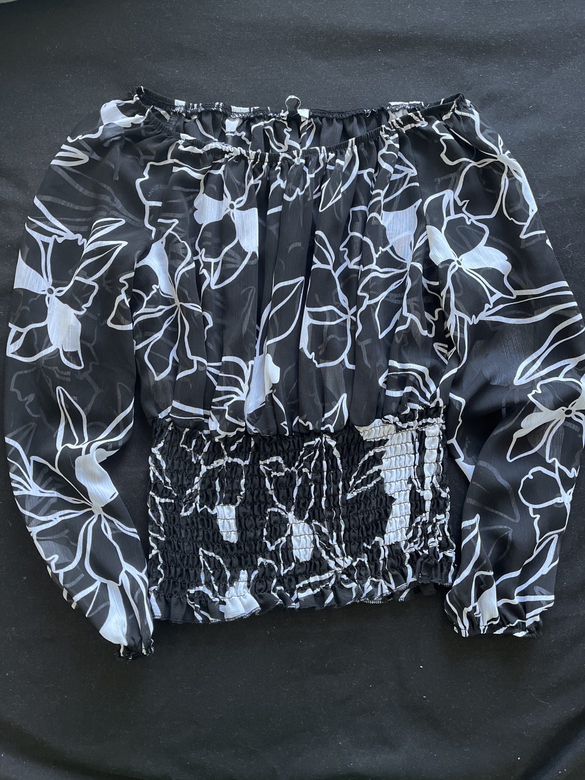 Black and White Floral Blouse