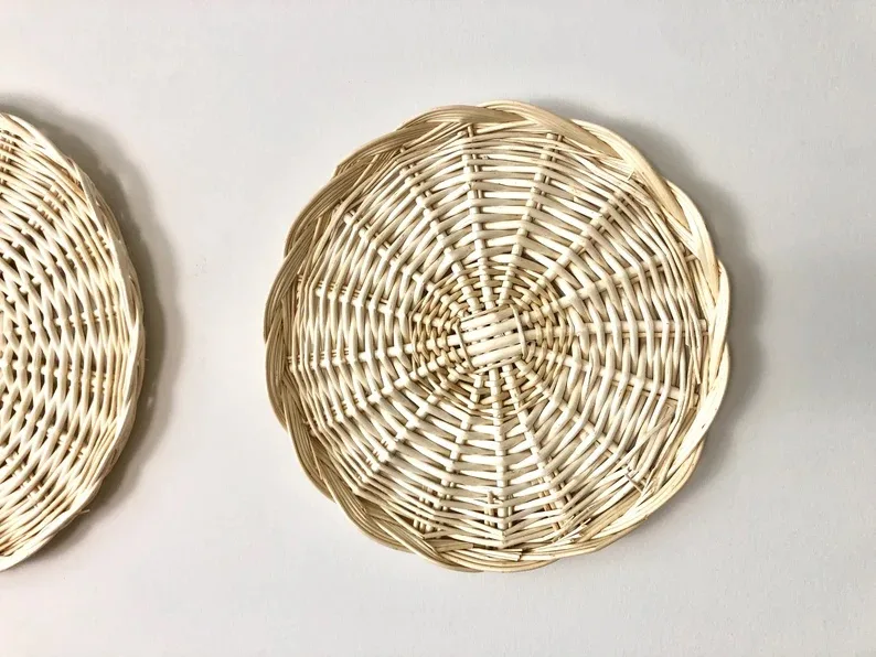 NEW 10 Inch Woven Flat Wicker Basket thumbnail