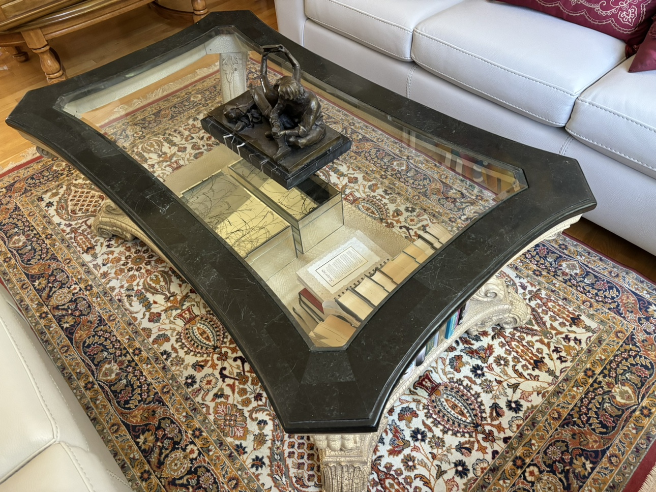 Unique Glass / marble Top Coffee Table - photo 3