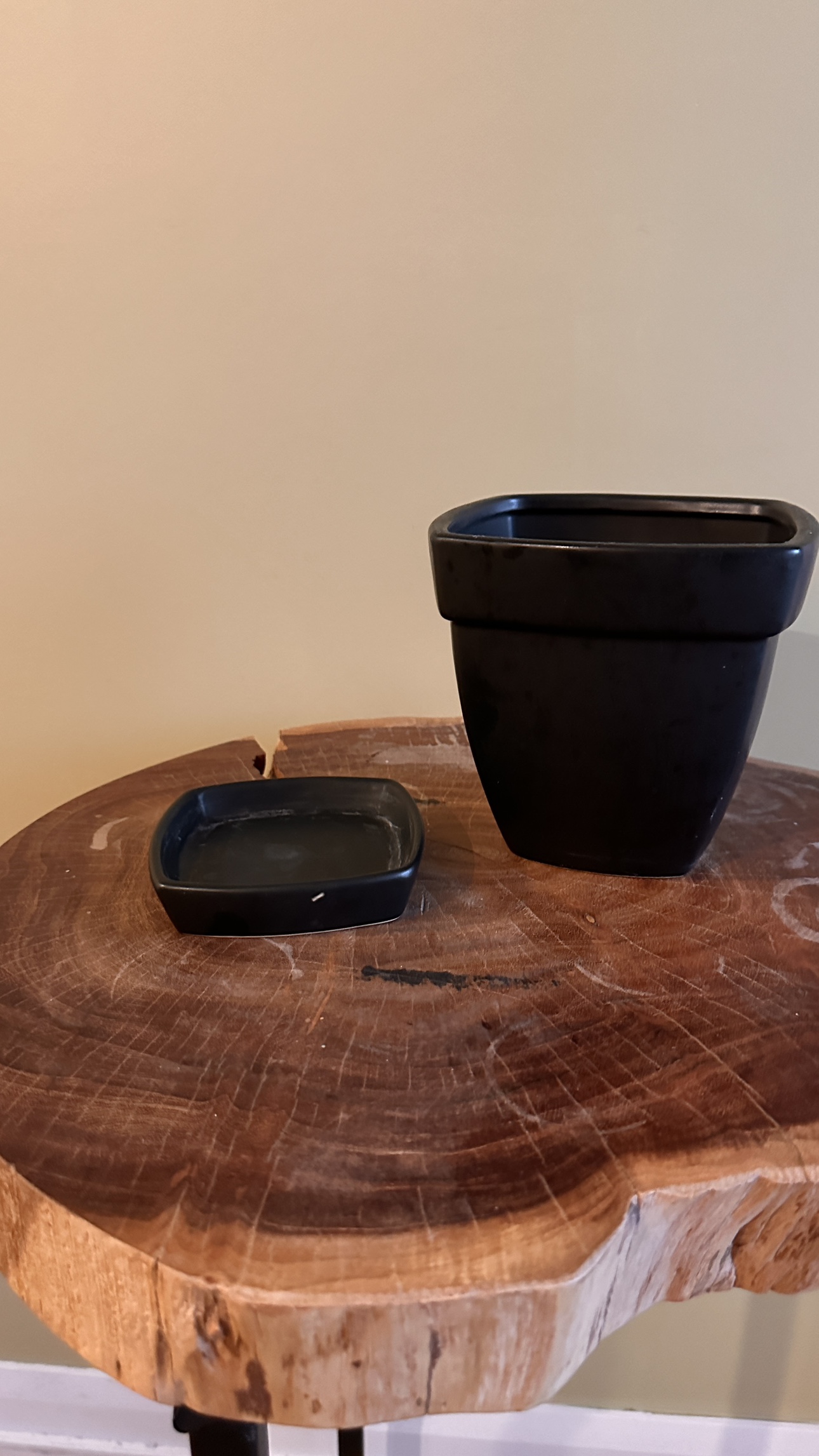 Black Square Planter with Saucer - photo 3