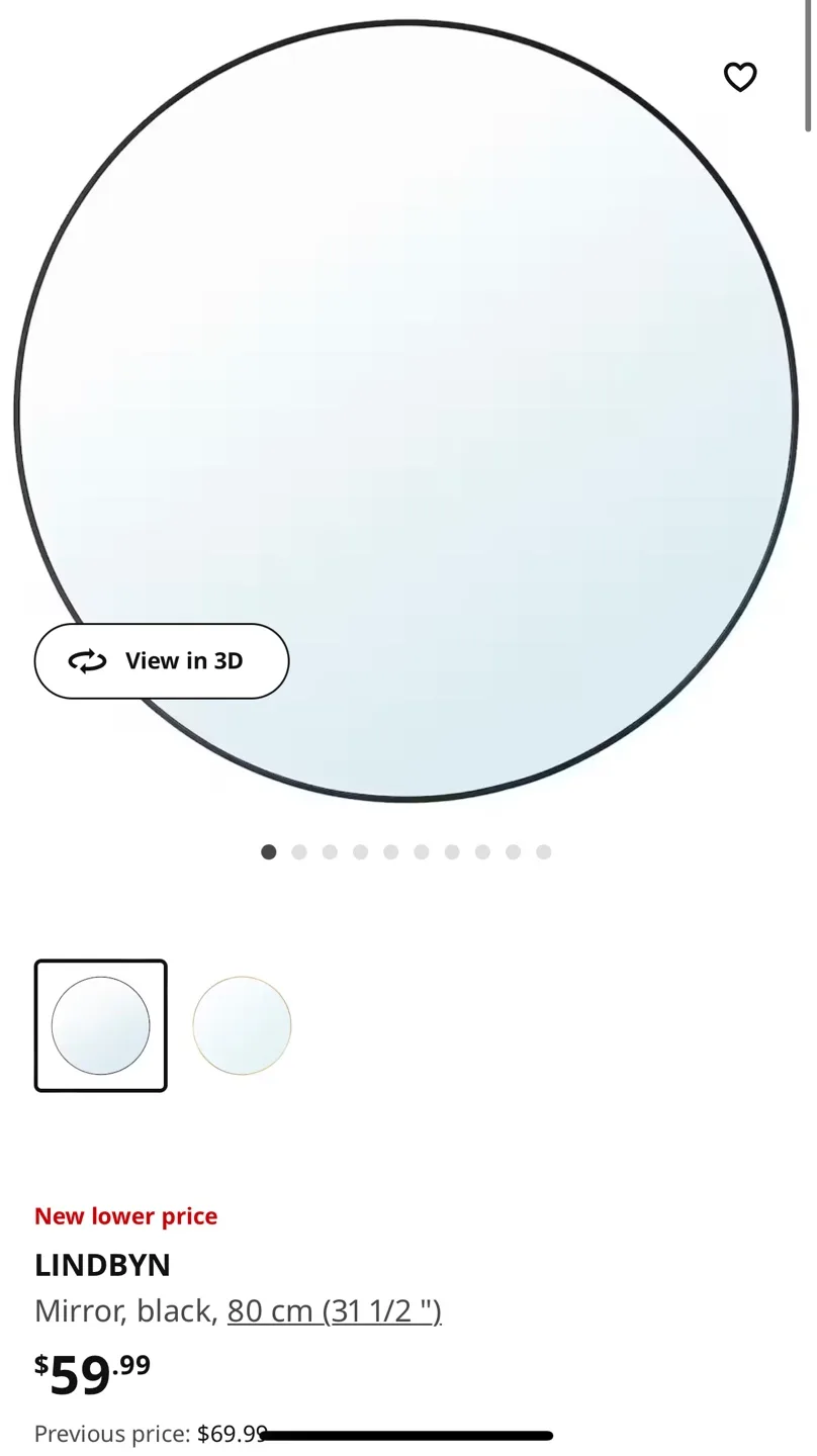 Round Black Big Mirror - must go asap #moving sale thumbnail