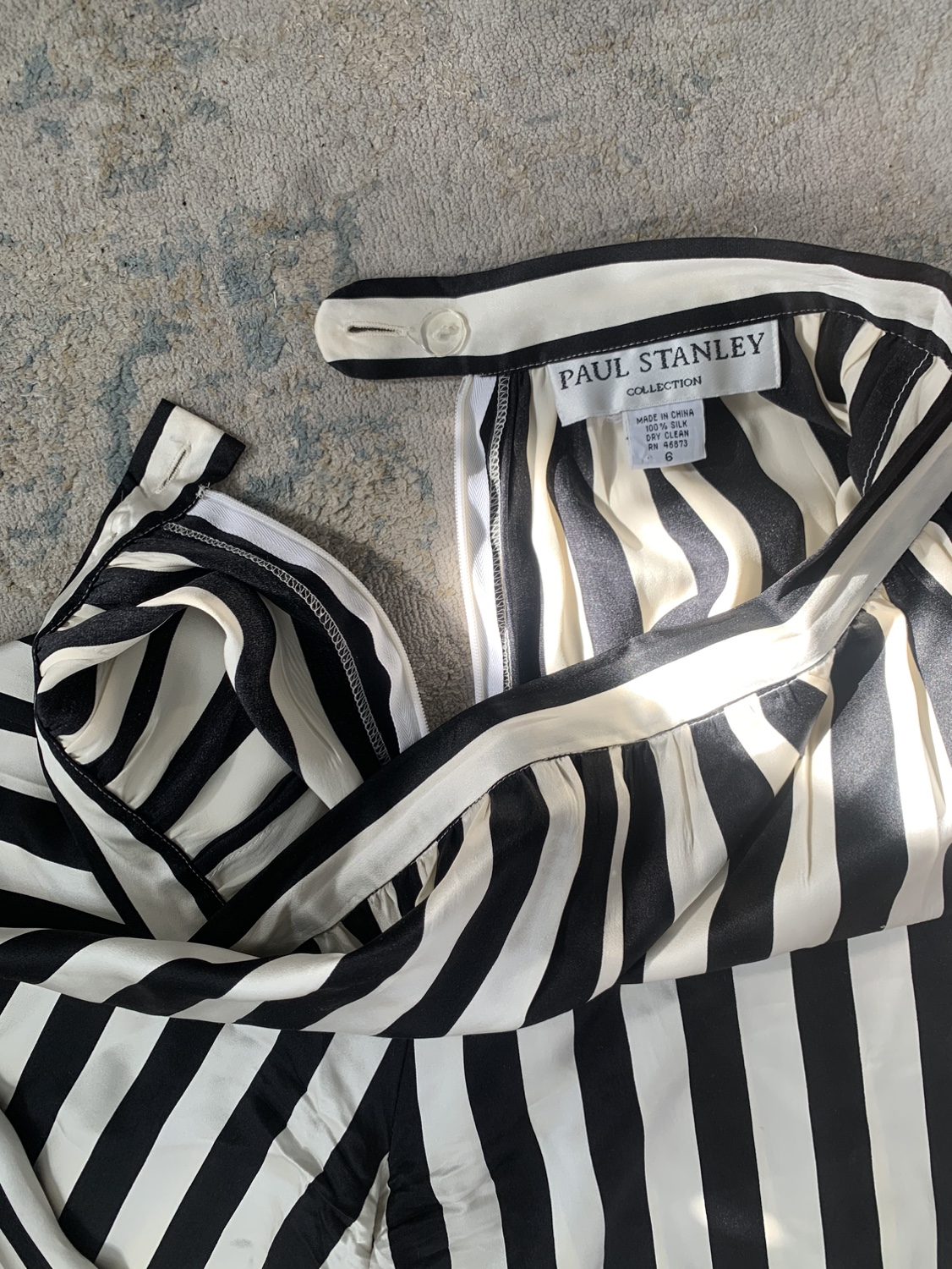 Paul Stanley Collection Black & White Striped Silk Pants