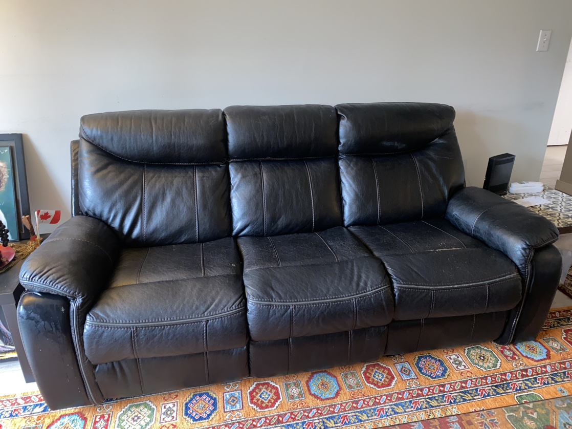 Black Leather Recliner Sofa