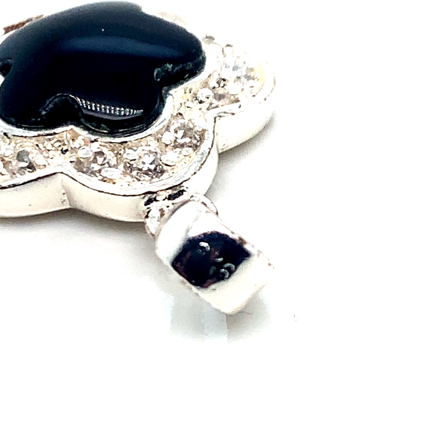 Sterling Silver Black Onyx Flower Pendant - photo 5