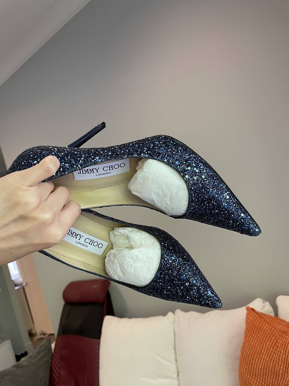 Jimmy Choo Blue Glitter Heels - photo 4