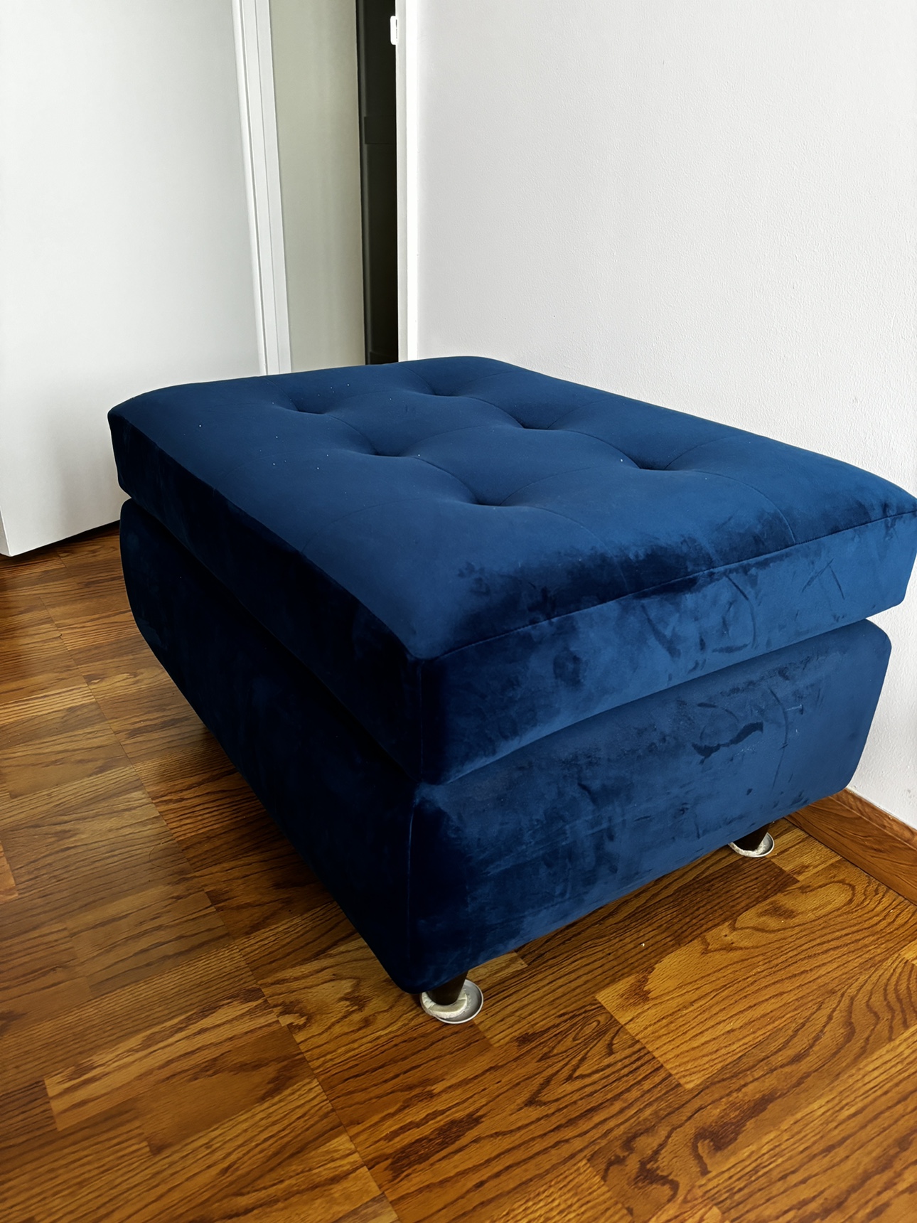 2  Bar Chairs and blue velvet ottoman - photo 3