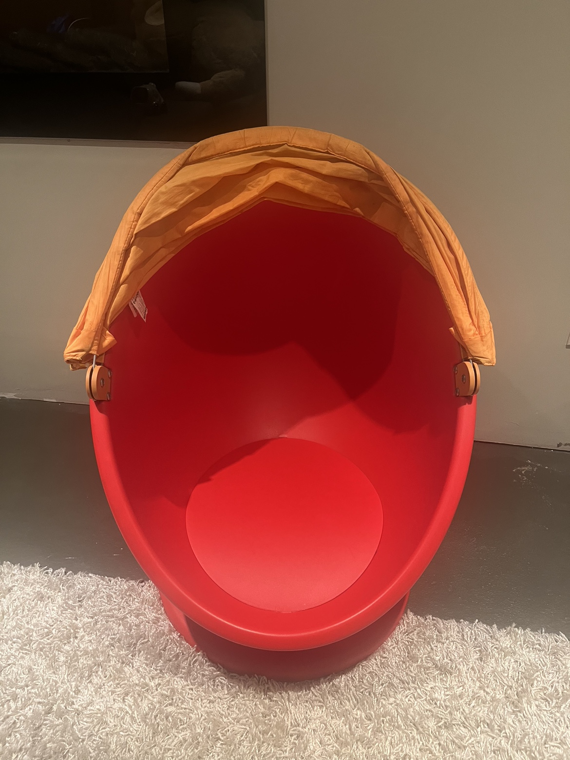 Red and Orange IKEA Egg Chair