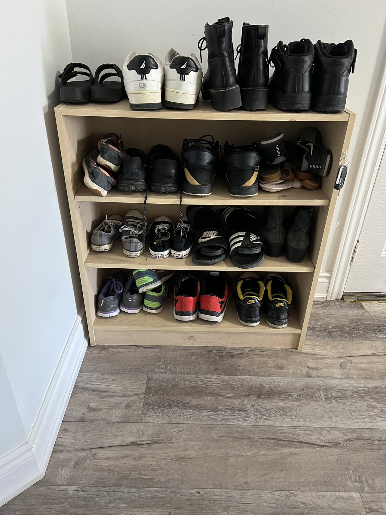 Wooden bookshelf/ shoe rack