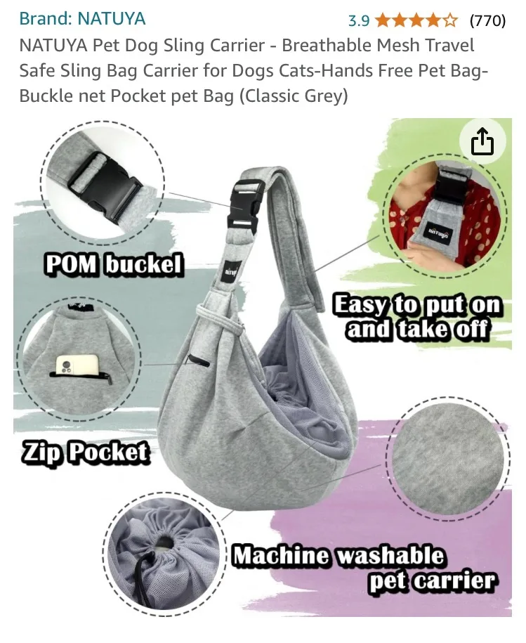 Pet Sling Carrier by NATUYA image indicator(5)