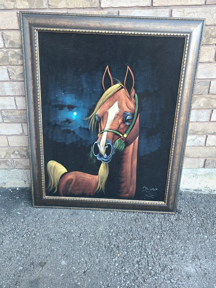 Framed Horse Velvet Painting thumbnail