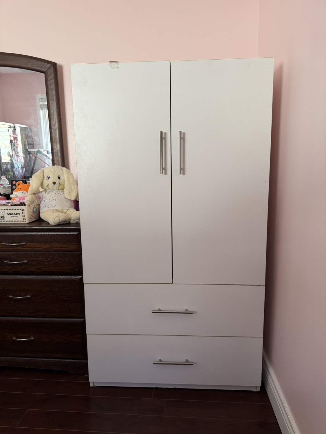 White Wardrobe with Two Drawers