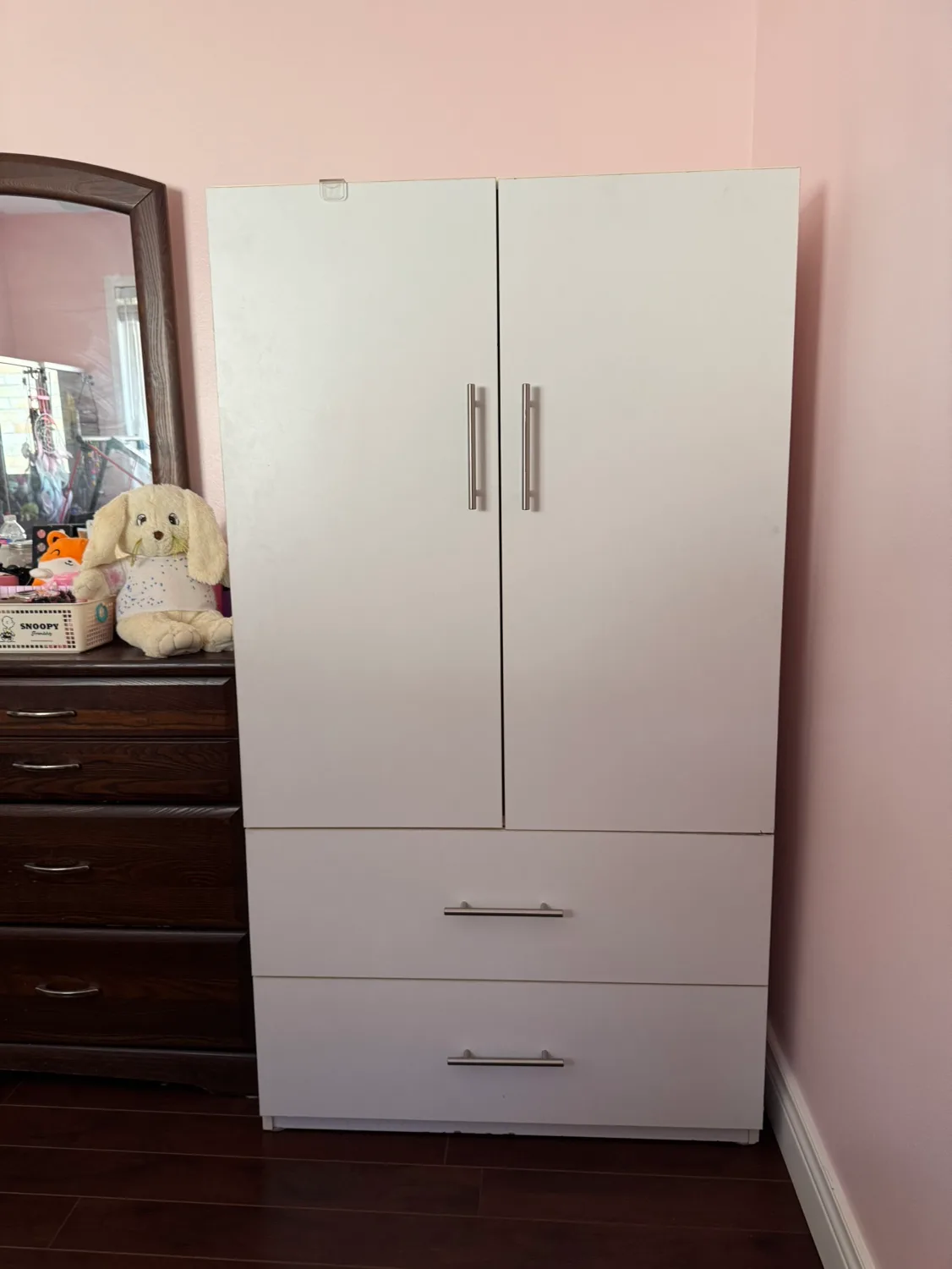 White Wardrobe with Two Drawers thumbnail
