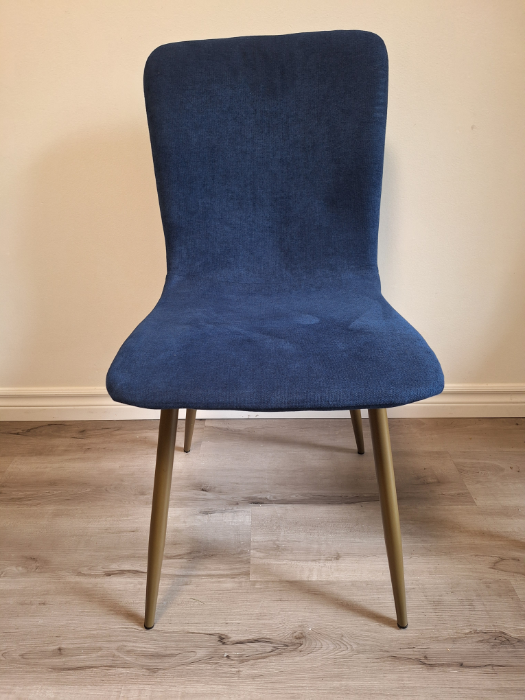 Set of 6 Blue Velvet Dining Chairs with Gold Legs - photo 3