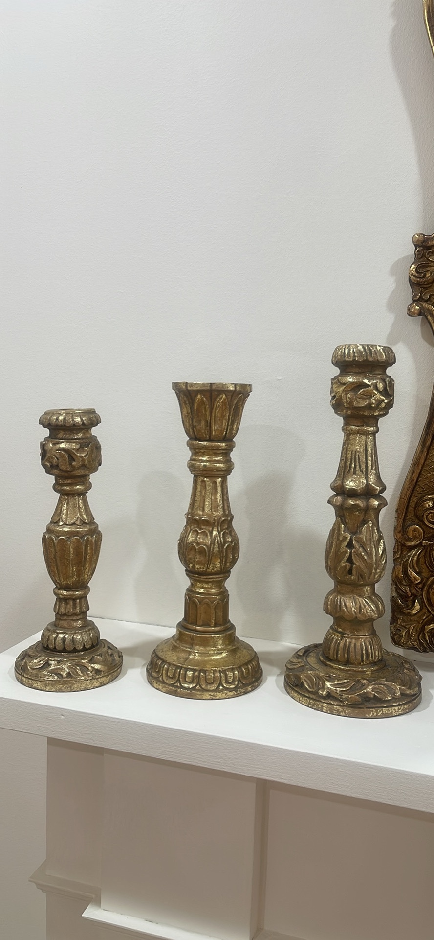 Set of 3 Gold Candle Holders - photo 2