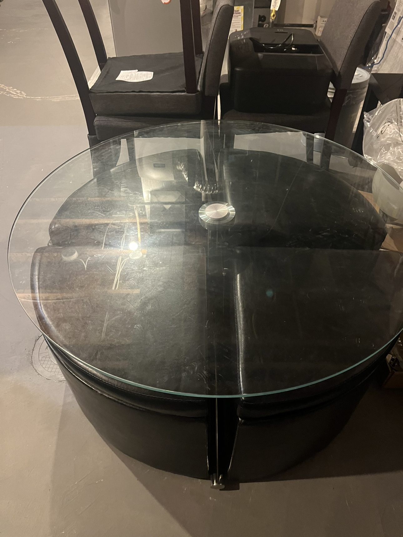 Glass Top Coffee Table with Storage Ottomans - photo 3