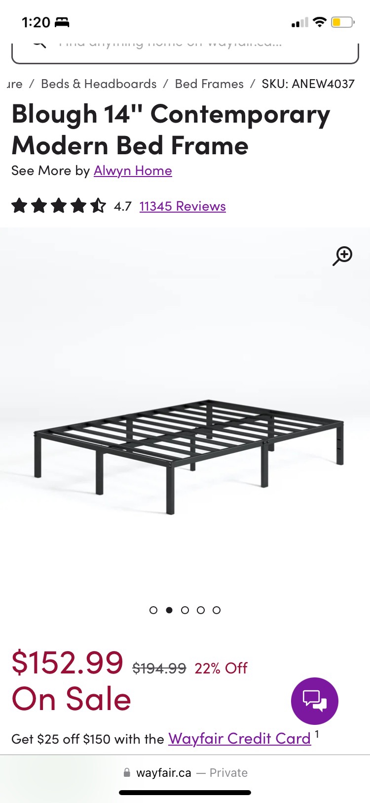 Queen Size Black Metal Bed Frame