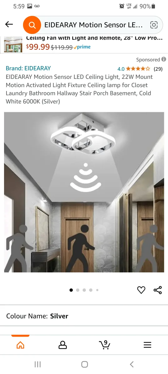 EIDEARAY Motion Sensor LED Ceiling Light thumbnail