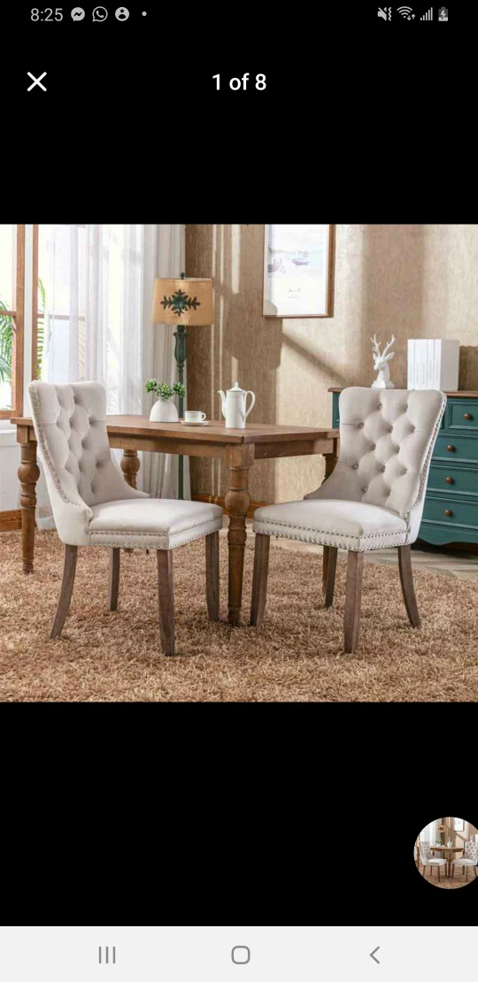 Set of 2 Beige Tufted Dining Chairs - photo 2