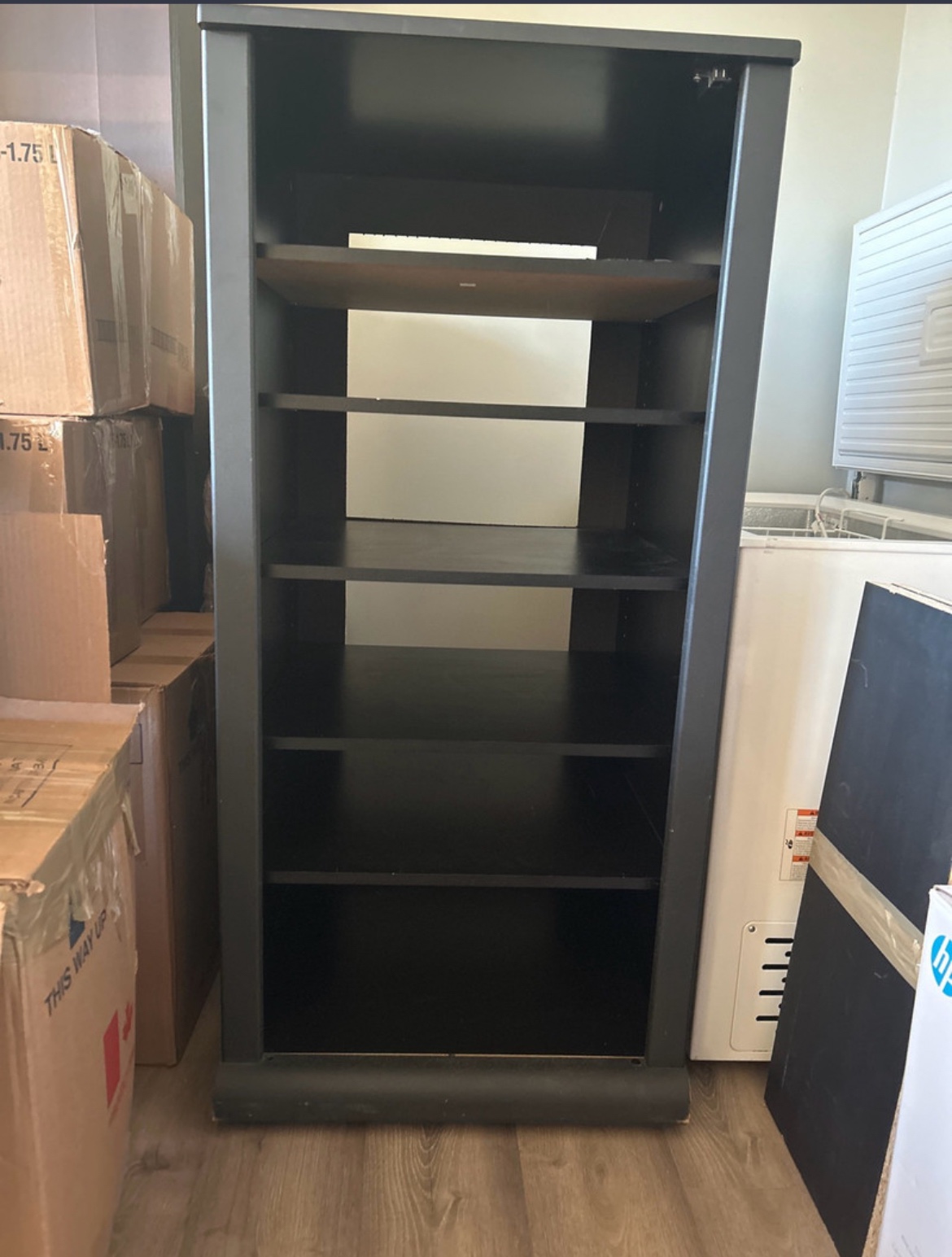 Black 6-Shelf Storage Unit (stereo stand)