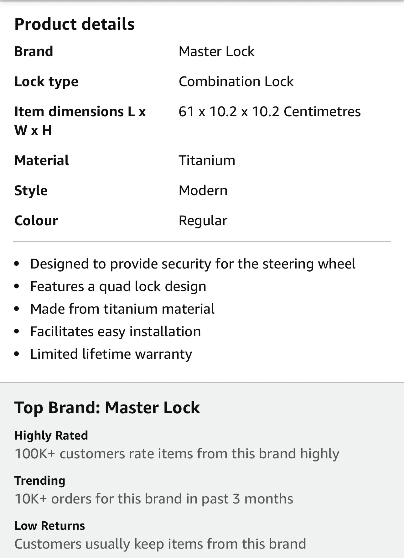 Master Lock Steering Wheel Lock image indicator(2)
