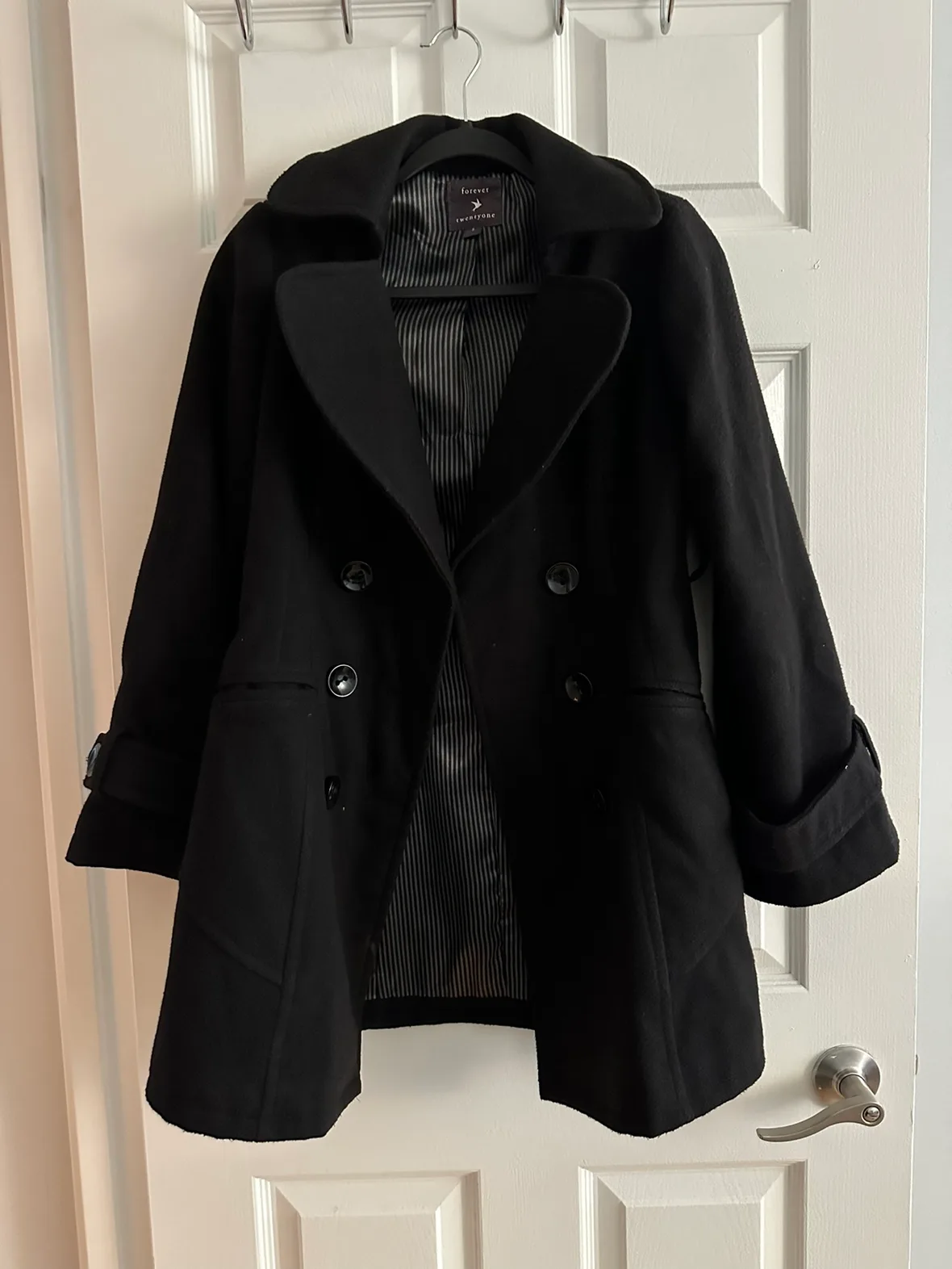 Forever 21 Black Peacoat - super warm! thumbnail