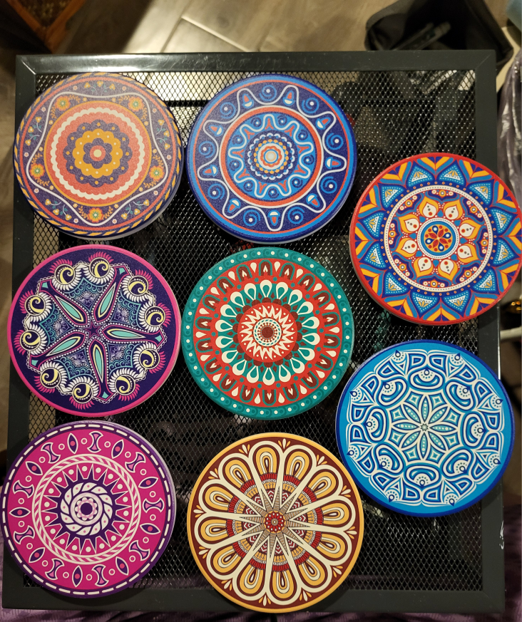 set if 8 ceramic coasters with cork - photo 2