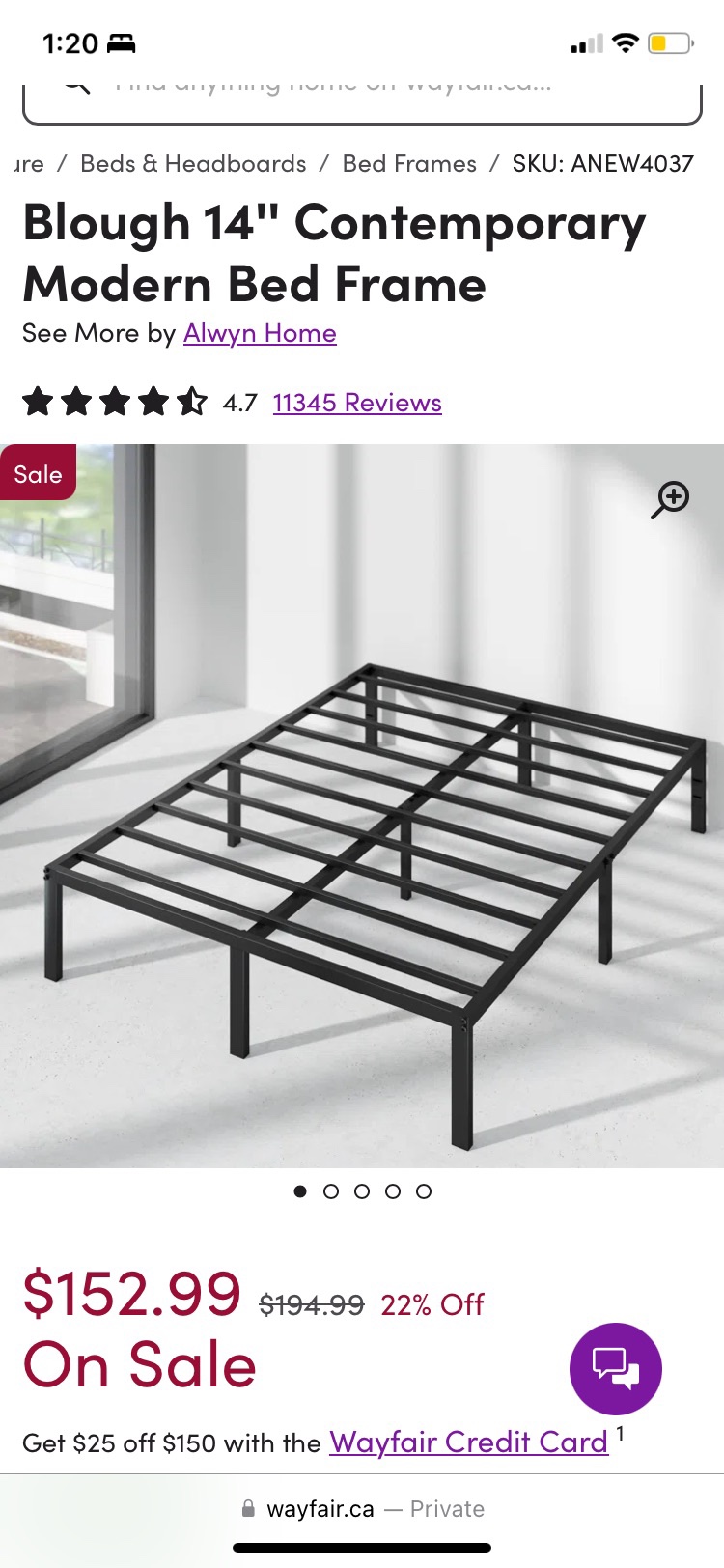Queen Size Black Metal Bed Frame - photo 2